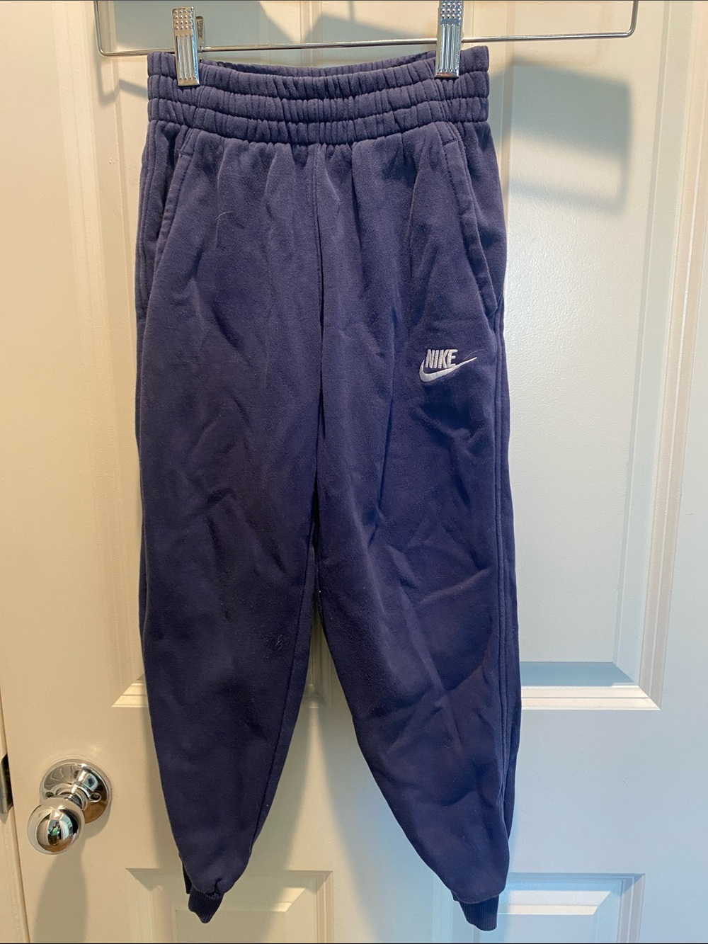 Nike Kids Navy Fleece Joggers with White Logo